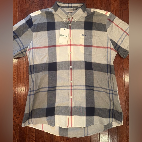 Barbour Doughill British Style Check Plaid Men’s Shirt New Tags Red White Navy